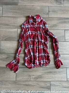 Mossimo Supply Co. Red Plaid Button-Down Shirt
